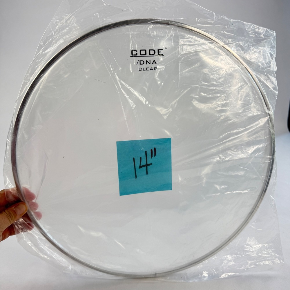 CODE DNA Clear 14 Inch Drum Head Single Ply Snare Tom Batter Resonant Head